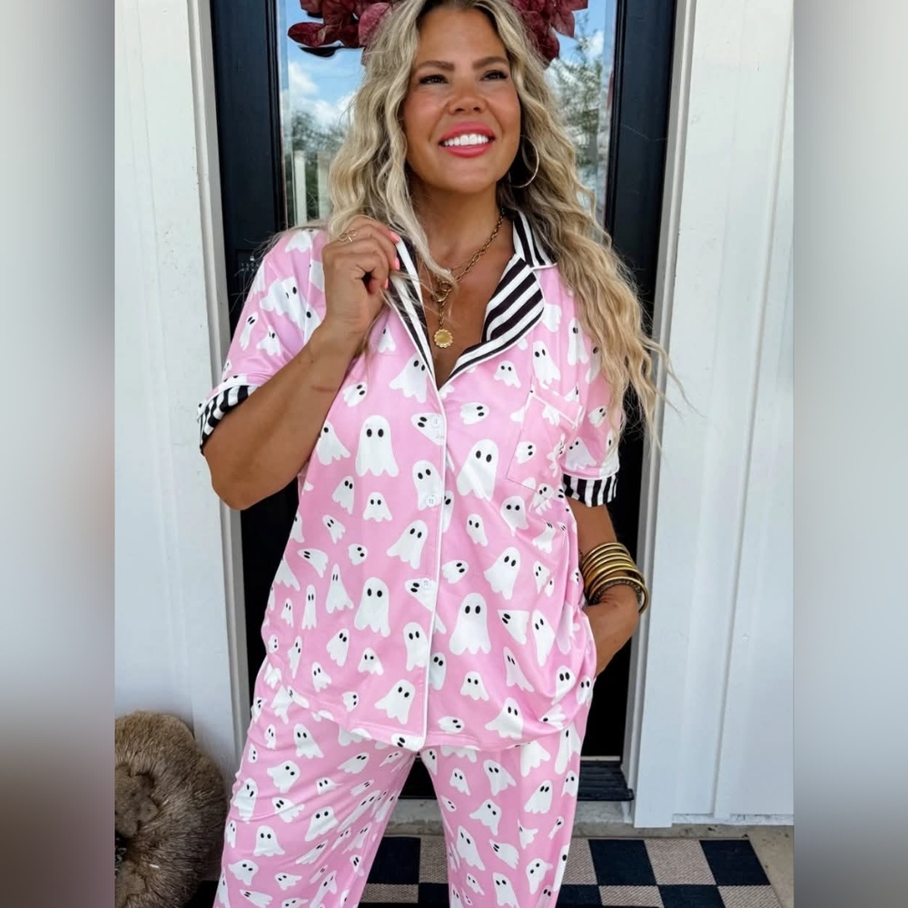 Tiktok Viral Sensation Halloween Ghost 3X Pink PJ Set